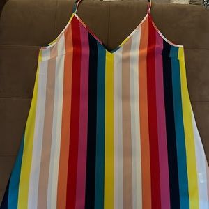 Rainbow spaghetti strap summer dress